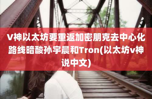 V神以太坊要重返加密朋克去中心化路线暗酸孙宇晨和Tron(以太坊v神说中文)