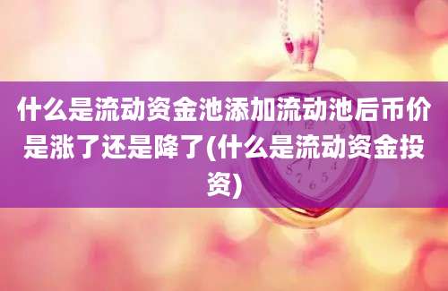 什么是流动资金池添加流动池后币价是涨了还是降了(什么是流动资金投资)