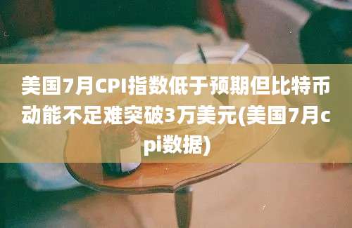 美国7月CPI指数低于预期但比特币动能不足难突破3万美元(美国7月cpi数据)