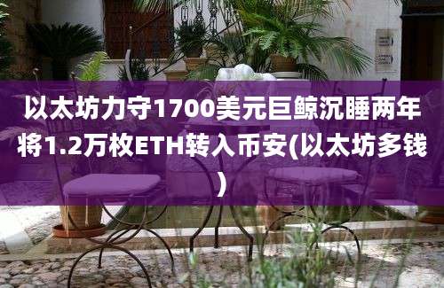 以太坊力守1700美元巨鲸沉睡两年将1.2万枚ETH转入币安(以太坊多钱)