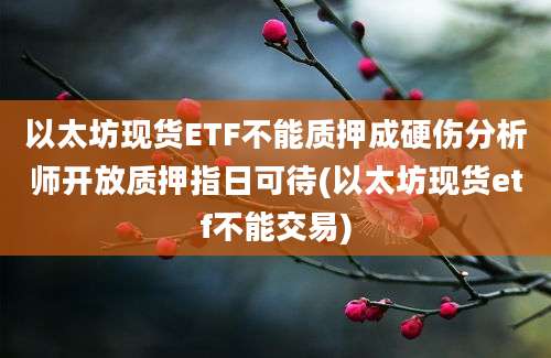 以太坊现货ETF不能质押成硬伤分析师开放质押指日可待(以太坊现货etf不能交易)