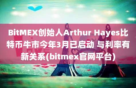 BitMEX创始人Arthur Hayes比特币牛市今年3月已启动 与利率有新关系(bitmex官网平台)