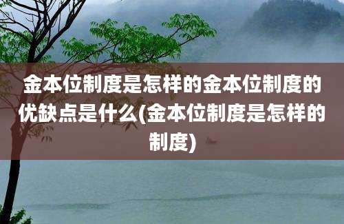 金本位制度是怎样的金本位制度的优缺点是什么(金本位制度是怎样的制度)