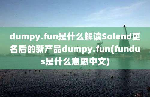 dumpy.fun是什么解读Solend更名后的新产品dumpy.fun(fundus是什么意思中文)