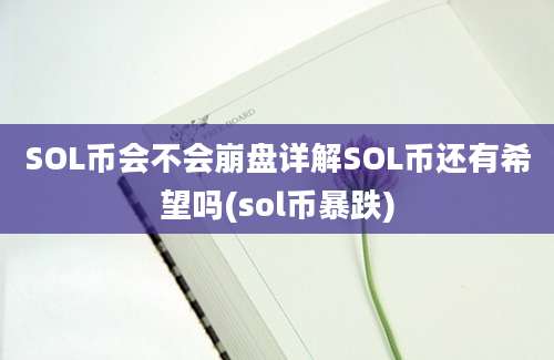 SOL币会不会崩盘详解SOL币还有希望吗(sol币暴跌)