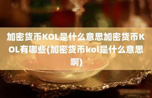 加密货币KOL是什么意思加密货币KOL有哪些(加密货币kol是什么意思啊)