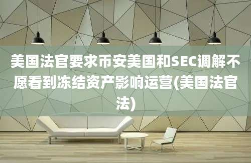 美国法官要求币安美国和SEC调解不愿看到冻结资产影响运营(美国法官法)