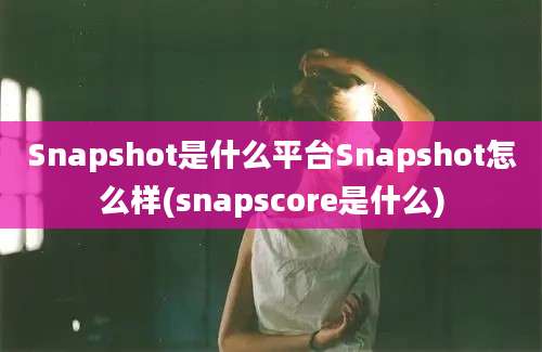 Snapshot是什么平台Snapshot怎么样(snapscore是什么)