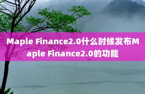 Maple Finance2.0什么时候发布Maple Finance2.0的功能