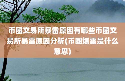 币圈交易所暴雷原因有哪些币圈交易所暴雷原因分析(币圈爆雷是什么意思)