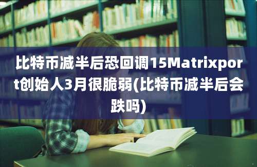 比特币减半后恐回调15Matrixport创始人3月很脆弱(比特币减半后会跌吗)