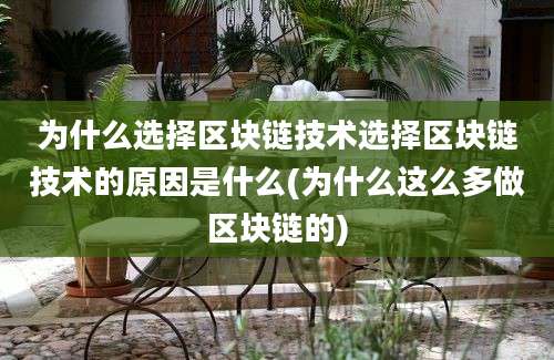 为什么选择区块链技术选择区块链技术的原因是什么(为什么这么多做区块链的)