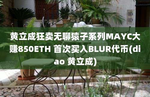 黄立成狂卖无聊猿子系列MAYC大赚850ETH 首次买入BLUR代币(diao 黄立成)