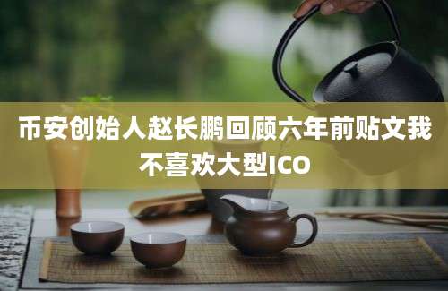 币安创始人赵长鹏回顾六年前贴文我不喜欢大型ICO