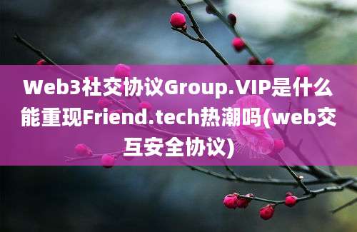 Web3社交协议Group.VIP是什么能重现Friend.tech热潮吗(web交互安全协议)