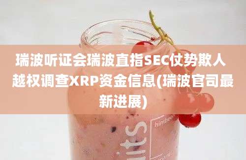 瑞波听证会瑞波直指SEC仗势欺人 越权调查XRP资金信息(瑞波官司最新进展)